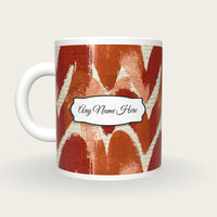 Expressionist Hearts Name Mug, back with the second name label