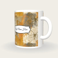 Antique Botanical Butterfly Name Mug 2, three-quarter view