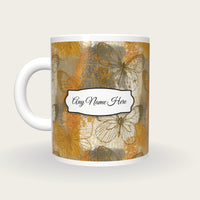 Antique Botanical Butterfly Name Mug 2, back with the second name label