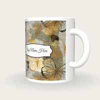 Antique Botanical Butterfly Name Mug 3, three-quarter view
