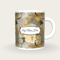 Antique Botanical Butterfly Name Mug 3, front with the name label
