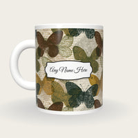 Lace Butterfly Name Mug, back with the second name label