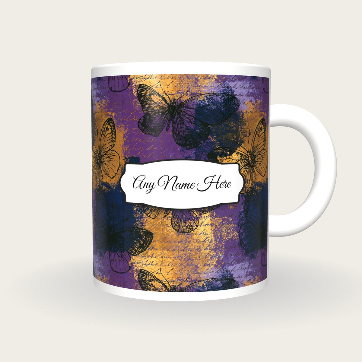 Penny Dreadful Butterfly Name Mug, front with the name label