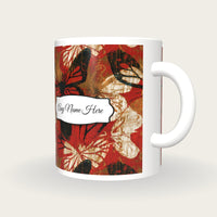 Pyrography Butterfly Name Mug, three-quarter view