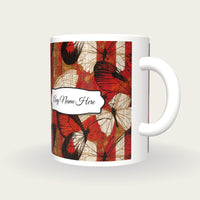 Pyrography Butterfly Name Mug 2, three-quarter view