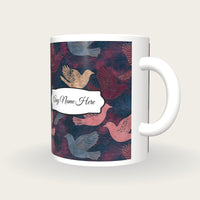 Antique Map Bird Name Mug, three-quarter view