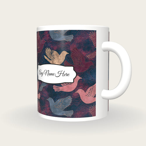 Antique Map Bird Name Mug, three-quarter view