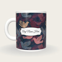 Antique Map Bird Name Mug, back with the second name label