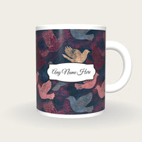 Antique Map Bird Name Mug, front with the name label
