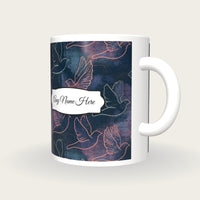 Antique Map Bird Name Mug 2, three-quarter view