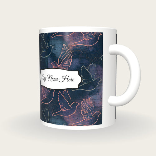 Antique Map Bird Name Mug 2, three-quarter view