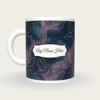 Antique Map Bird Name Mug 2, back with the second name label