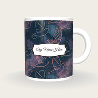 Antique Map Bird Name Mug 2, front with the name label