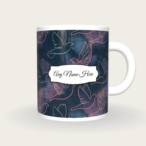 Antique Map Bird Name Mug 2, front with the name label