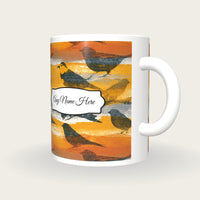 Solarised Bird Name Mug, three-quarter view