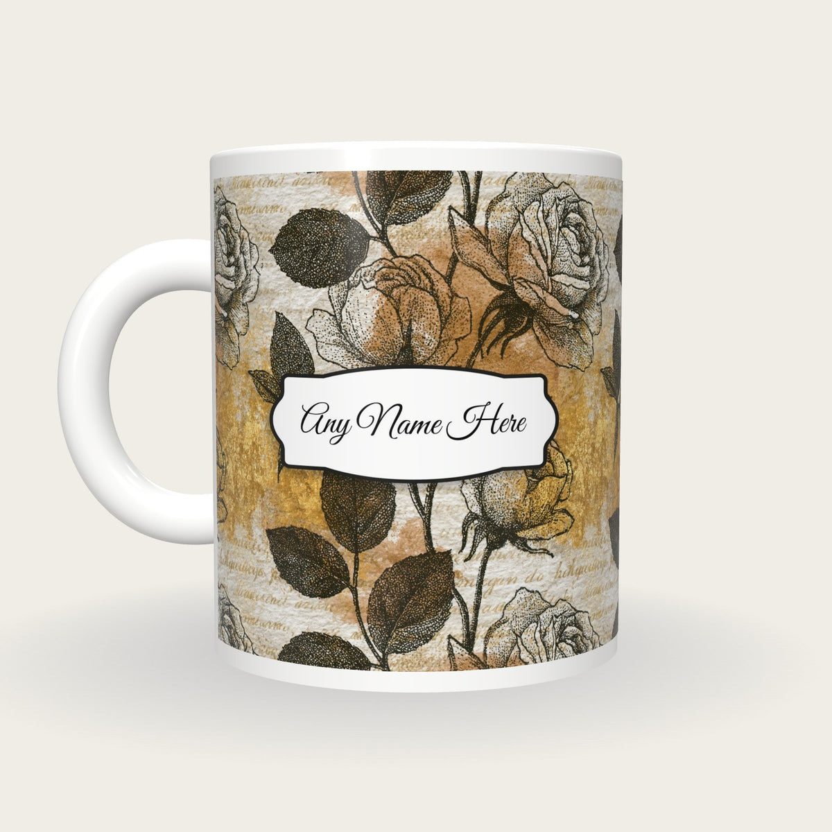 Stipple Rose Abstract Name Mug 2, back with the second name label