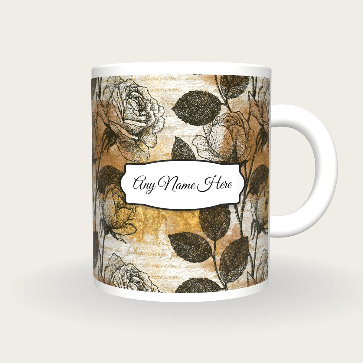 Stipple Rose Abstract Name Mug 2, front with the name label