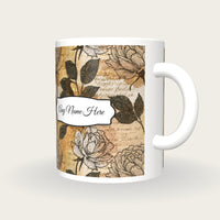 Stipple Rose Abstract Name Mug, three-quarter view