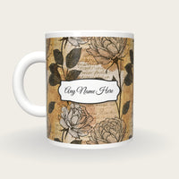 Stipple Rose Abstract Name Mug, back with the second name label