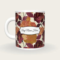 Torn Paper Rose Abstract Name Mug, back with the second name label