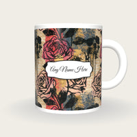 Graffiti Roses Skulls Name Mug 2, front with the name label