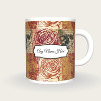 Graffiti Roses Skulls Name Mug, front with the name label
