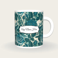Antique Bird Plate Roses Skulls Name Mug 2, front with the name label