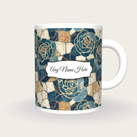 Mosaic Roses Skulls Coastal Name Mug 2, front with the name label