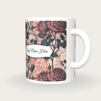 Naturalist Roses Skulls Name Mug, three-quarter view