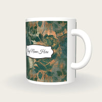 Photogram Roses Skulls Name Mug, three-quarter view