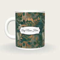 Photogram Roses Skulls Name Mug, back with the second name label