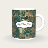 Photogram Roses Skulls Name Mug, front with the name label