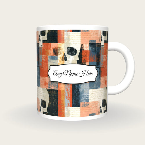 Bauhaus Skull Dagger Name Mug, front with the name label