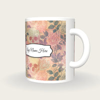 Edwardian Roses Skulls Name Mug 2, three-quarter view