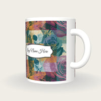 Precisionist Roses Skulls Name Mug, three-quarter view