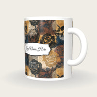 Solarised Roses Skulls Name Mug 2, three-quarter view