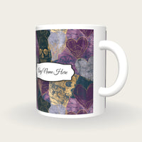 Antique Map Hearts Skulls Name Mug 2, three-quarter view