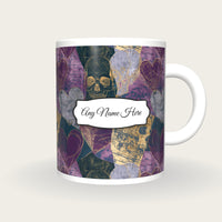Antique Map Hearts Skulls Name Mug 2, front with the name label