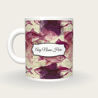 Newsprint Fish Name Mug, back with the second name label