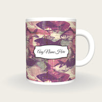 Newsprint Fish Name Mug 2, front with the name label