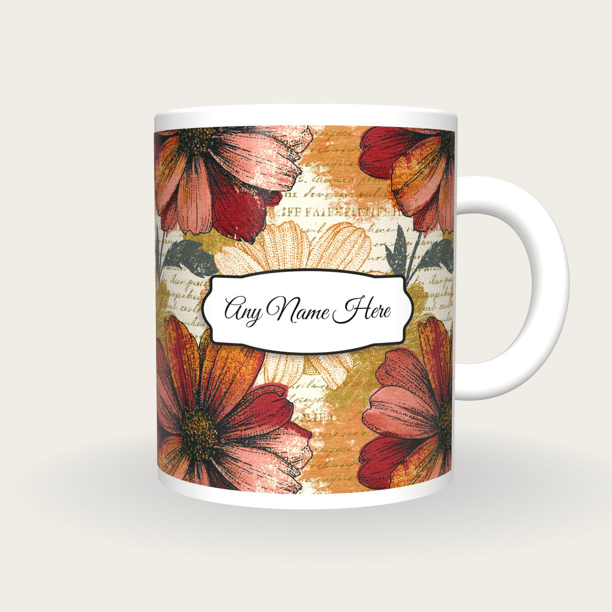 Stipple Daisy Name Mug 2, front with the name label