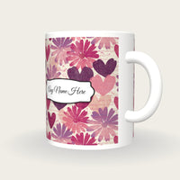 Lithograph Daisies Hearts Name Mug, three-quarter view