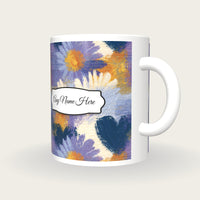 Oil Pastel Daisy Hearts Name Mug 2, three-quarter view