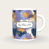 Oil Pastel Daisy Hearts Name Mug 2, front with the name label