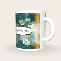 Pixel Daisies Hearts Name Mug, three-quarter view