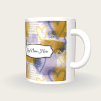 Drypoint Heart Name Mug, three-quarter view