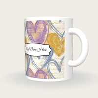 Drypoint Heart Name Mug 4, three-quarter view