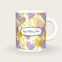 Drypoint Heart Name Mug 2, front with the name label