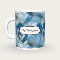 Lithograph Heart Name Mug, back with the second name label
