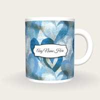 Lithograph Heart Name Mug, front with the name label